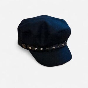 Black Y2k Studded Cap With Strap